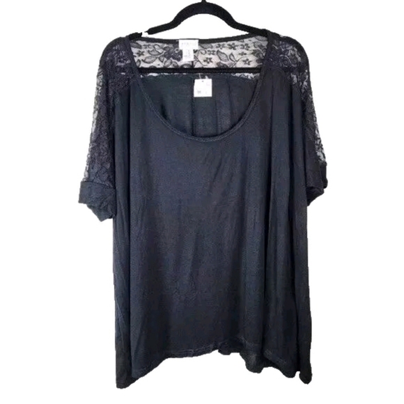 Motherhood Maternity Tops - Motherhood Maternity black t shirt with lace size XL